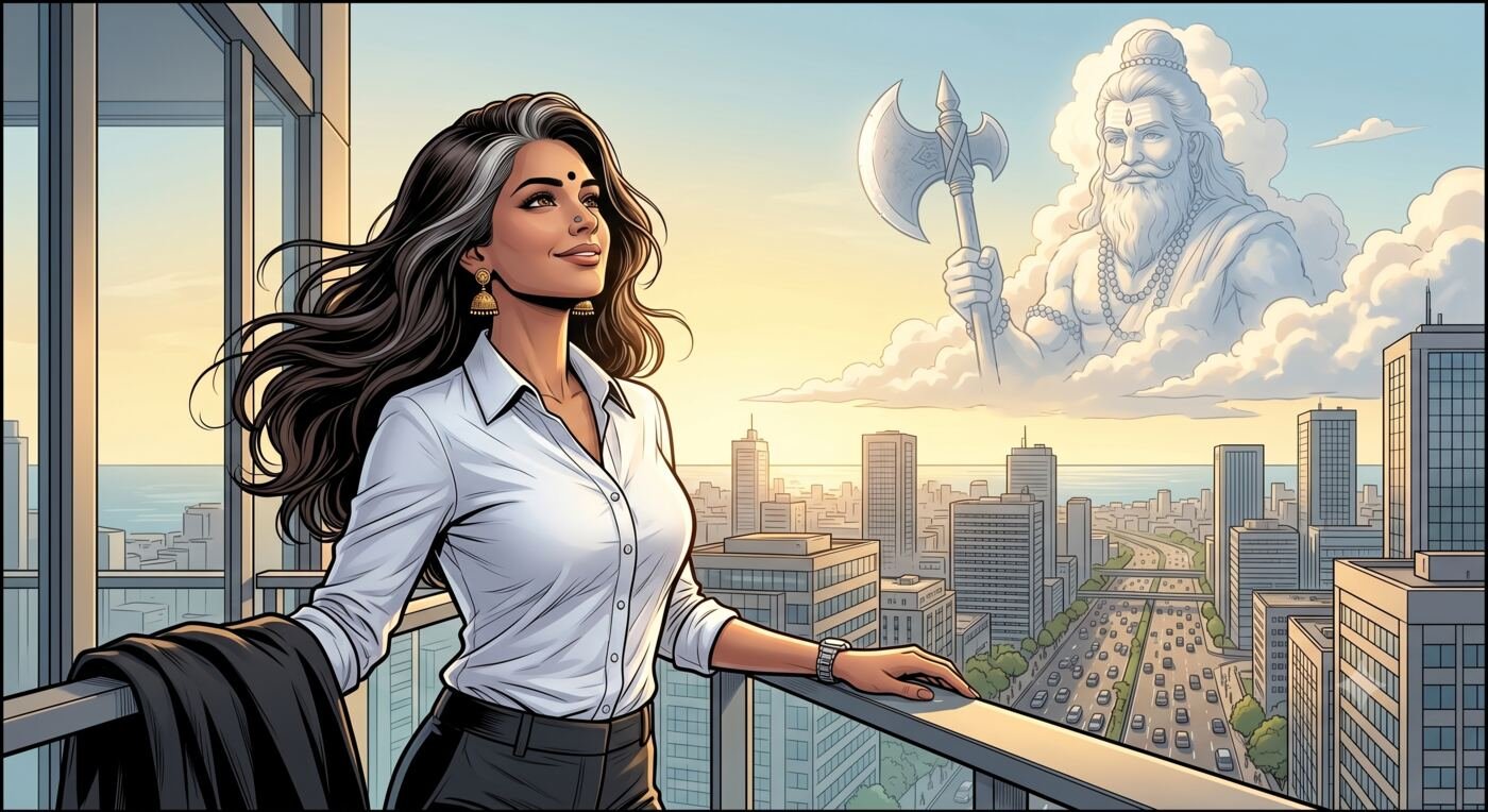 Bhoomi back in the city on a high-rise balcony, calmer than before